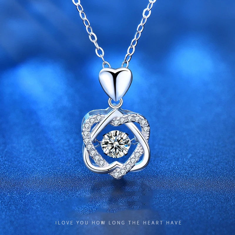 

Excellent Cut Pass Diamond Test 0.5 ct D Color Good Clarity VVS1 Moissanite 925 Silver Pendant Necklace for Women Gift