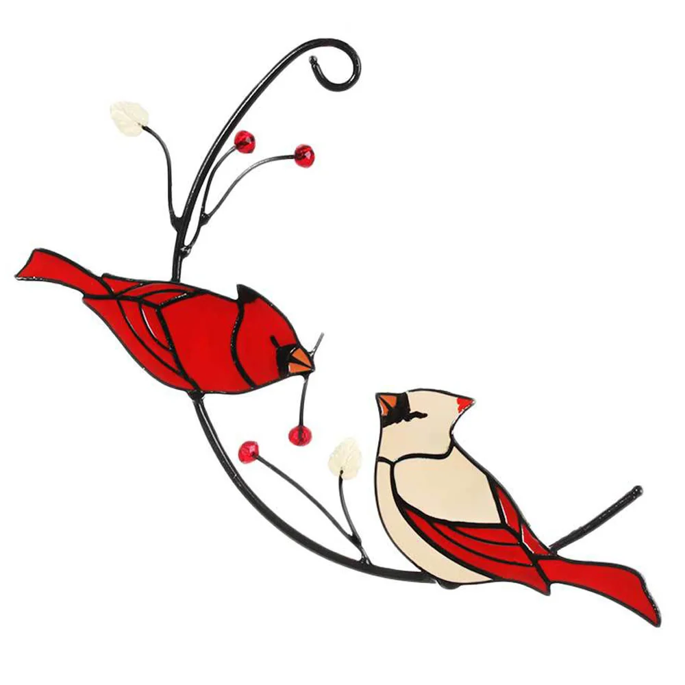 

Window Hanging Decor Iron Red Cardinal Bird Stained Ornament for Home Office Car Decoration Memorial Supplies Gifts