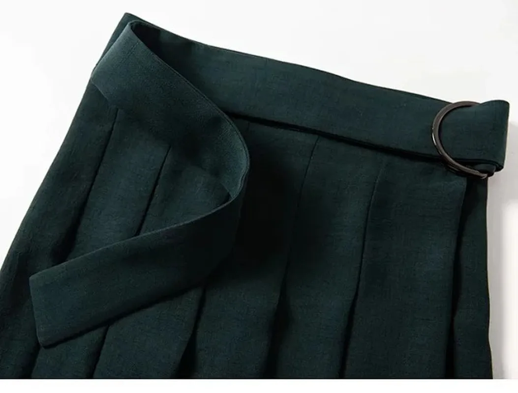 Женская юбка темно-зеленая плиссированная | одежда