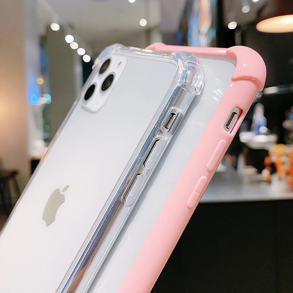 Candy Color Transparent Shockproof Phone Case For iPhone 11 Pro Max XR X XS 7 8 6S Plus Soft Acrylic Cover Bag | Мобильные телефоны