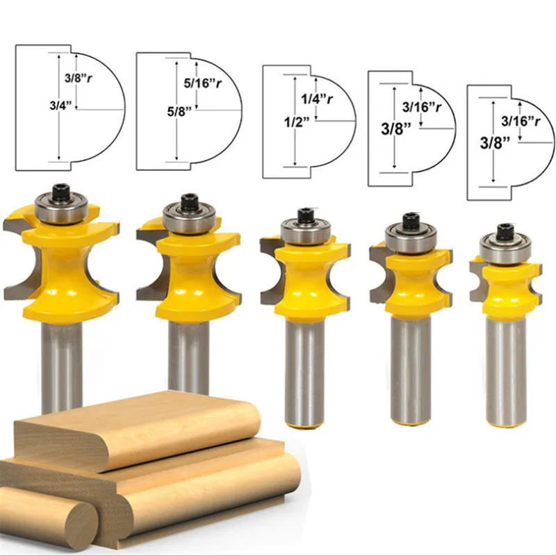 

ASCENDAS 12.7mm Shank Round Over Router Bit 1/4 to 5/8 Inch Woodworking Edging Router Chisel Groove Cutter TP-0365