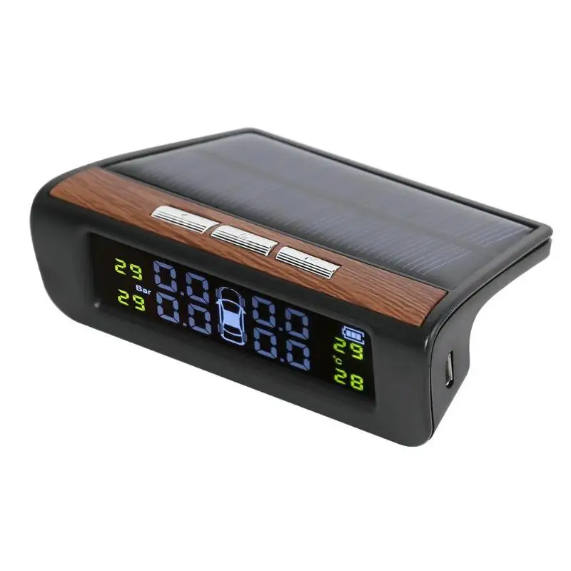 AN-06 Солнечный ЖК-дисплей автомобиля TPMS Авто Система контроля давления в шинах датчик температуры шин с 4 датчиками Высокоэффективная солнечная панель