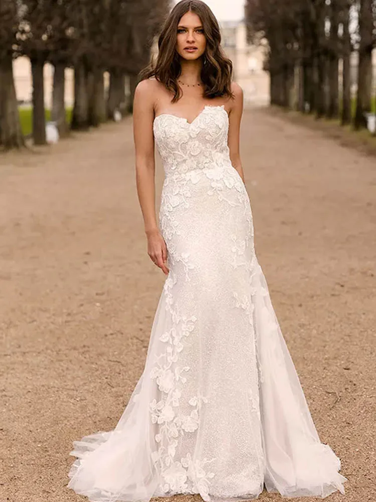 Женское свадебное платье с юбкой-годе без бретелек | Свадьбы и торжества