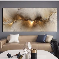 wangart grey yellow cloud abstract oil painting think independe wall picture for living room canvas modern art poster and print