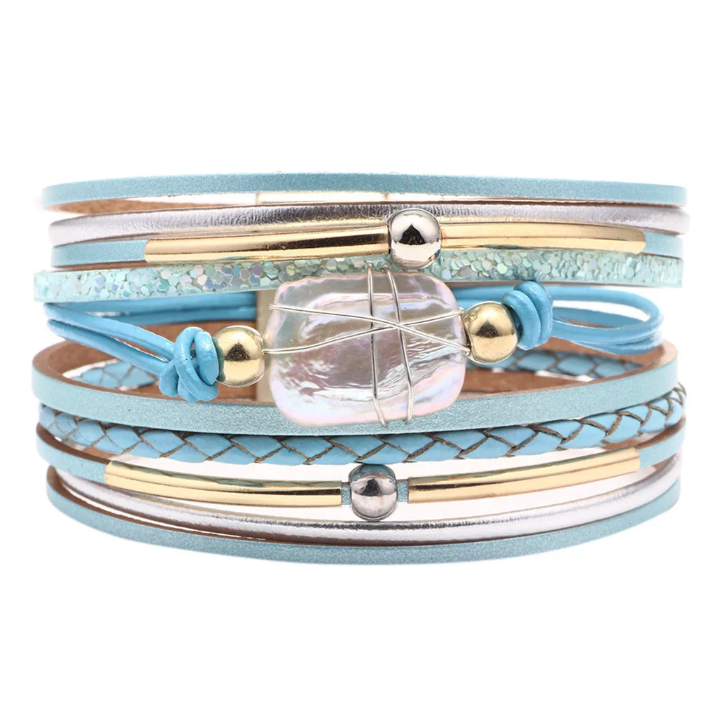 Кожаный браслет с несколькими веревками Boho браслеты-манжеты pulseira masculina кожаный