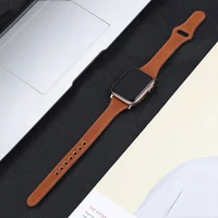 slim leather strap for apple watch band 40mm 44mm 45mm 41mm 38mm 42mm genuine leather bracelet iwatch serie 3 4 5 se 6 7 band