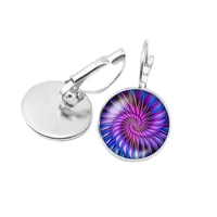 new2019 hot sale ladies earrings fashion mandala geometry kaleidoscope rotating glass cabochon earrings children gift jewelry