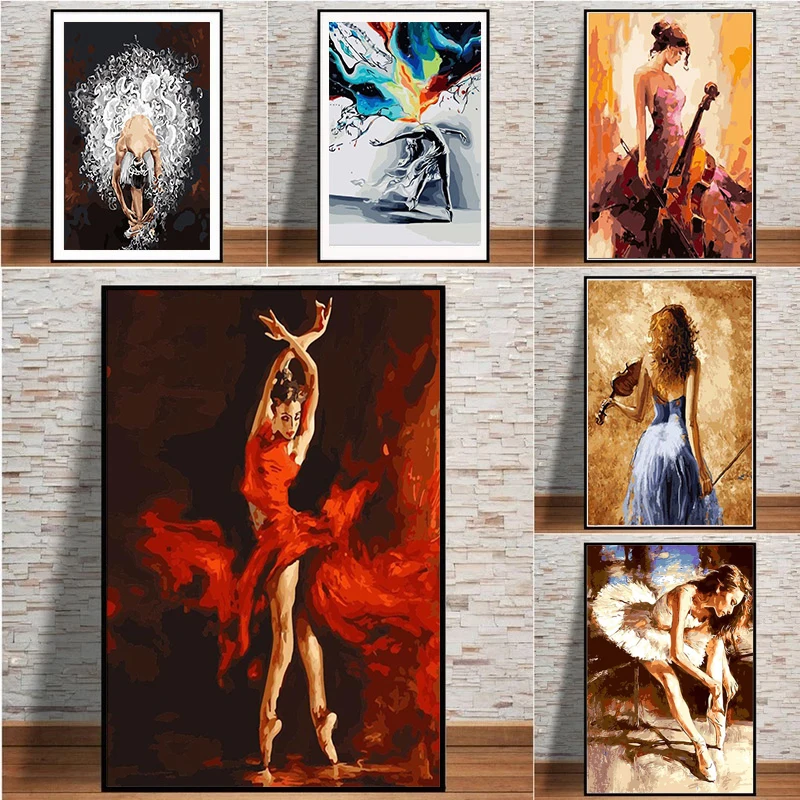 

tapb Dancing Girls Pictures DIY Painting By Numbers Adults For Handpainted On Canvas Coloring By Numbers Wall Art Number Decor