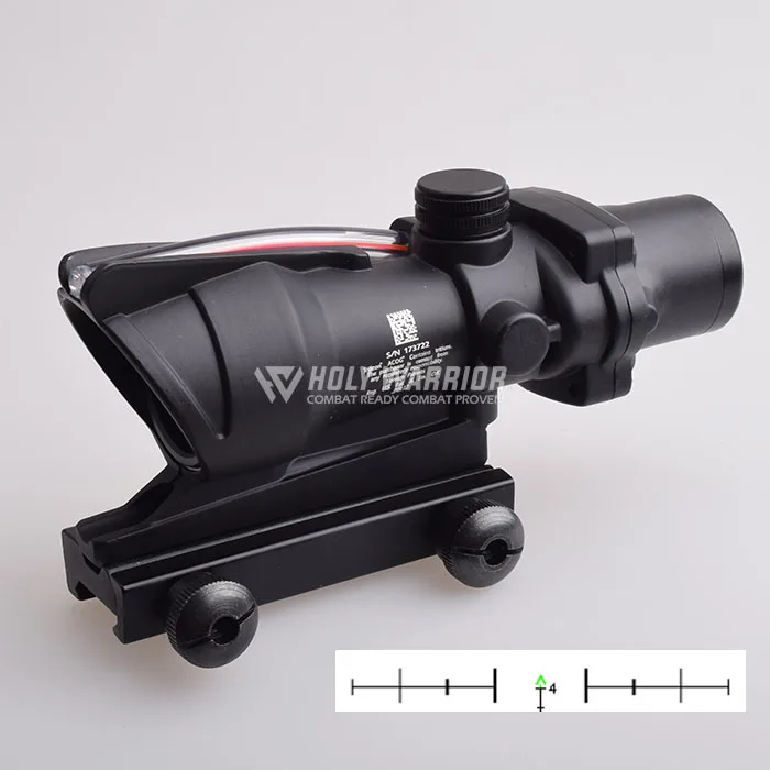HW Охотничий Прицел ACOG TA31 4X32 оптика из настоящего Волокна Красная точка с подсветкой шеврон стекло тактический оптический прицел - Цвет: BKchevron Greenfiber