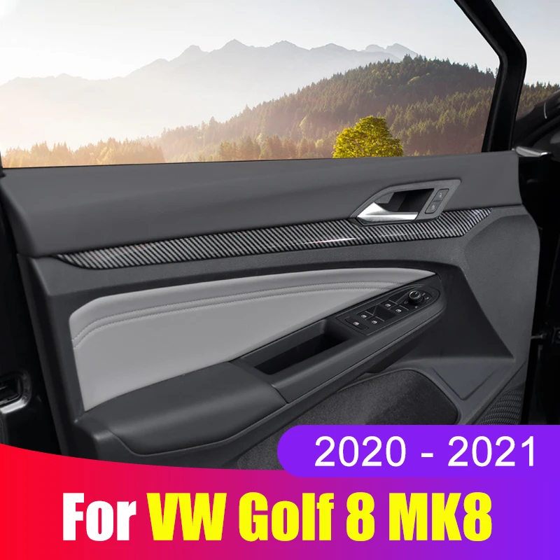 

Carbon Fiber Car Interior Door Panel Trim Sticker For Volkswagen VW Golf 8 MK8 2020 2021 2022 Door Handle Panel Strip Stickers
