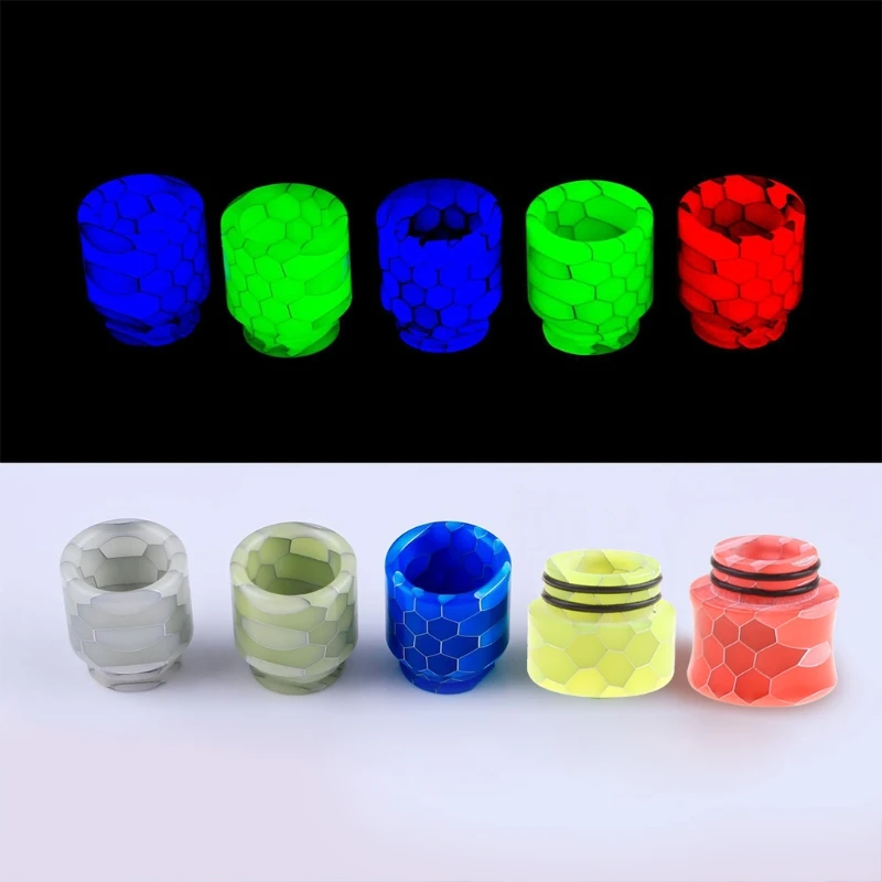 

1Pc Resin Quick Fitting 810 Snakeskin Drip Tip Connector Honeycomb Luminous Night Light Atomizer Wide Bore TFV12/8 Nozzle K0AB