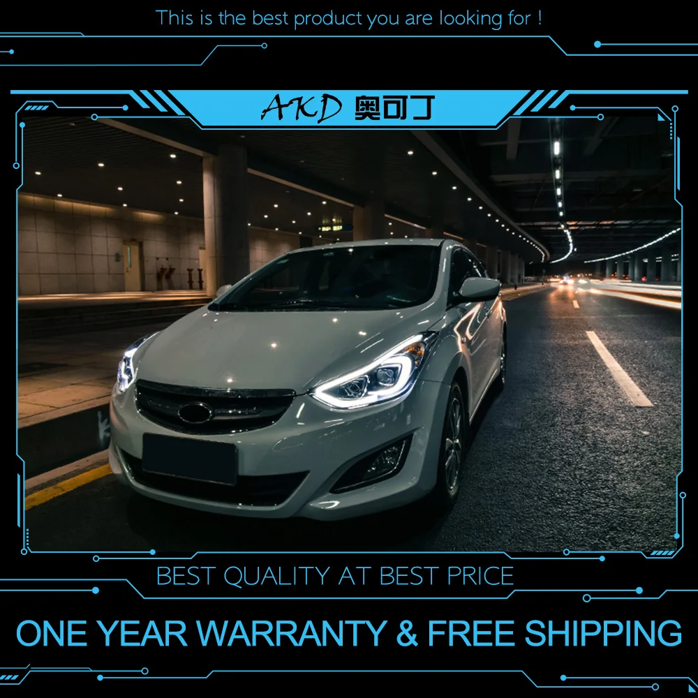 AKD Тюнинг автомобилей фары для Hyundai Elantra 2012 2016 светодиодные DRL ходовые огни