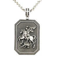 st george protect us slaying dragon saint shield pendant religious prayer necklace men talisman jewelry