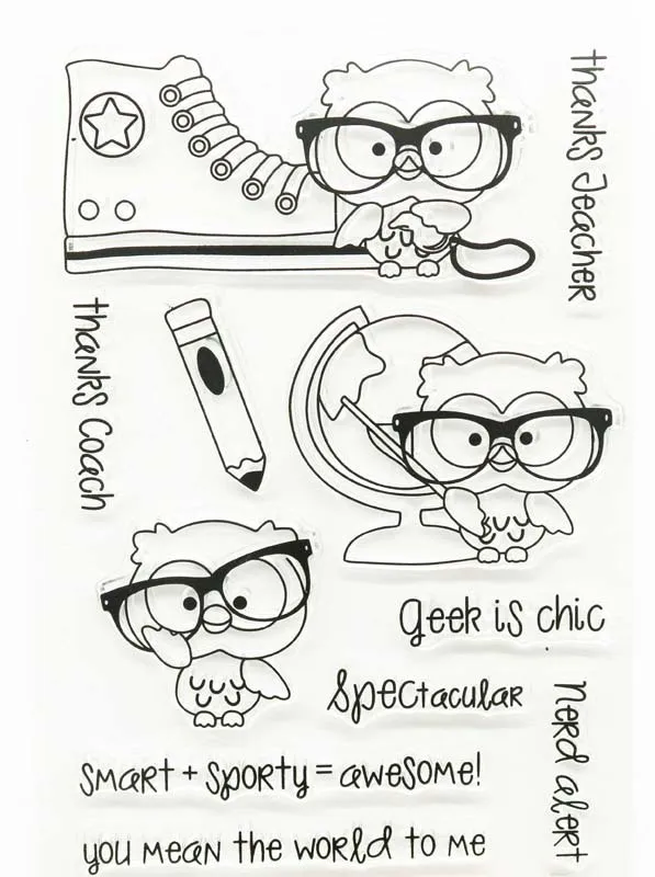 Сова обуви буквы прозрачный силиконовый штамп для Скрапбукинг декорирования