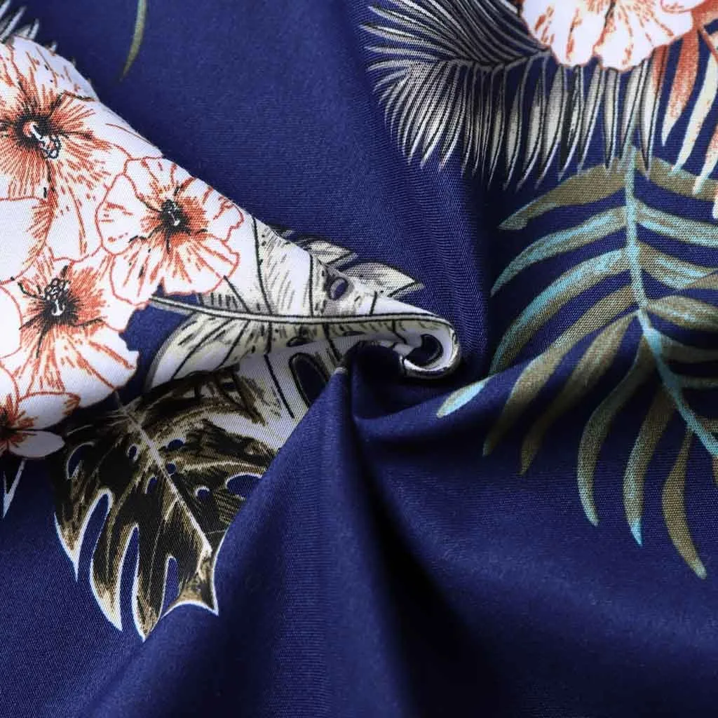 Модная тонкая свободная Гавайская мужская одежда с коротким рукавом и отложным