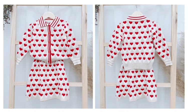 Весенне-осенний комплект из 2 предметов для девочек Детский кардиган + мини-юбка