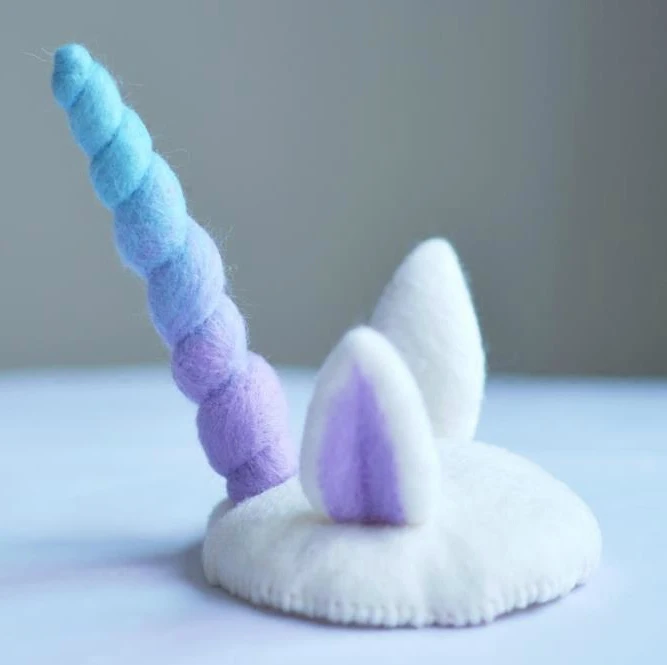 Зажим для волос ручной работы из 100% шерсти с единорогом девочек и женщин |