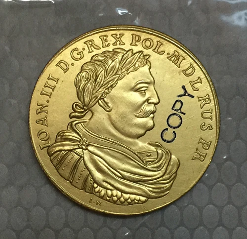 24 k Gpld покрытием 1674 1696 польские копии монет бесплатная доставка 34 5 мм|coin copy|coin