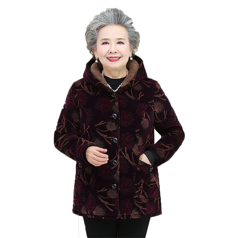 

Middle-aged and Elderly Women's Cotton Coat 2020 New Winter Jackets Printing Single-breasted Parkas Overcoat Grandma 4XL K855