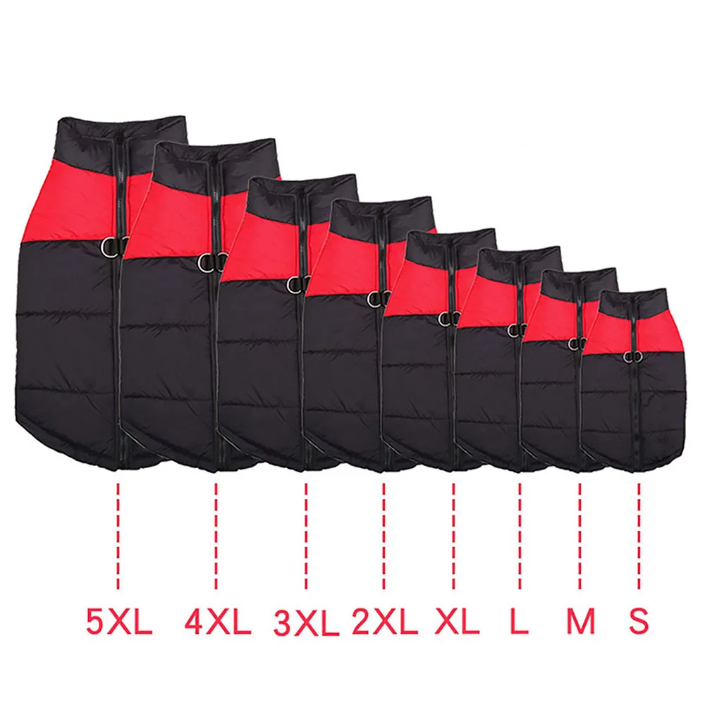 S-5XL водонепроницаемые Большие куртки для собак Зимняя Теплая Одежда животных