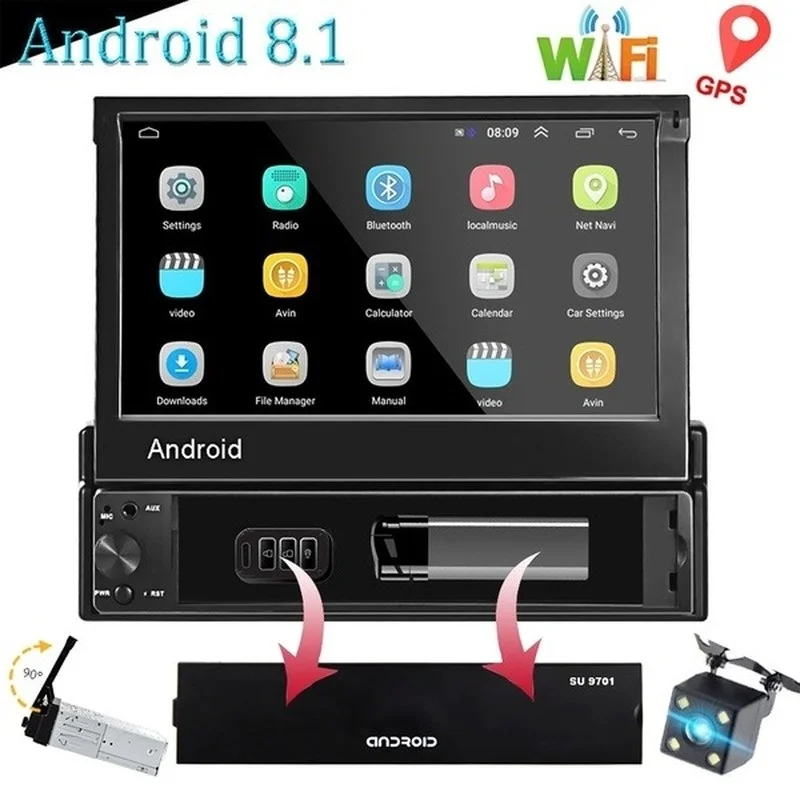 7 дюймовый автомобильный радиоприемник Android 8 1 Din MP5 плеер Wi Fi GPS Bluetooth AM/FM