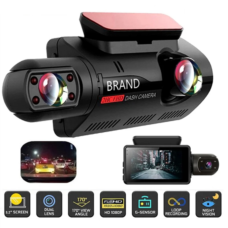 FHD Car DVR Camera New Dash Cam Dual Record Hidden Video Recorder Dash Cam 1080P Night Vision Parking Monitoring G-sensor