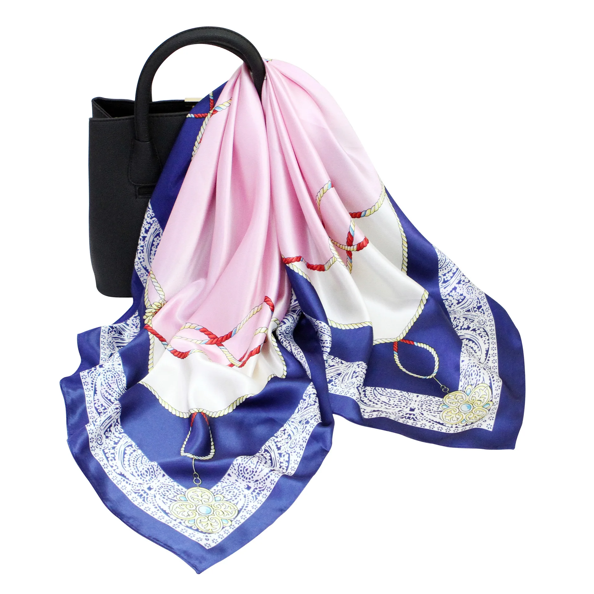 Модный шарф для волос для женщин Керчиф Печать шелка атласа хиджаб шарфы 90см*90см Квадратные платки носовые платки Шарфы для дам.