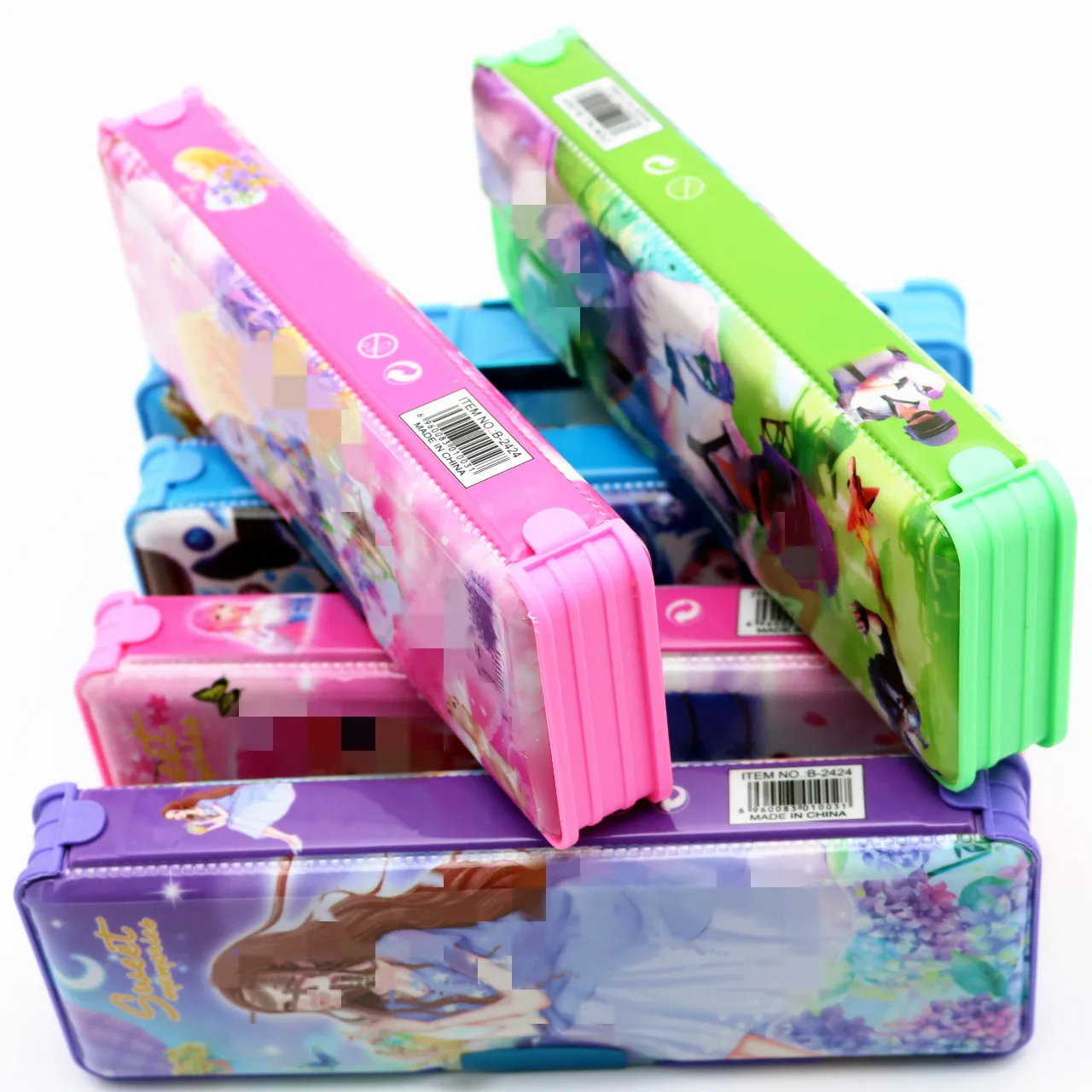 

1PCS Leather pencil case cartoon pencil case with pencil sharpener double open pencil case student stationery