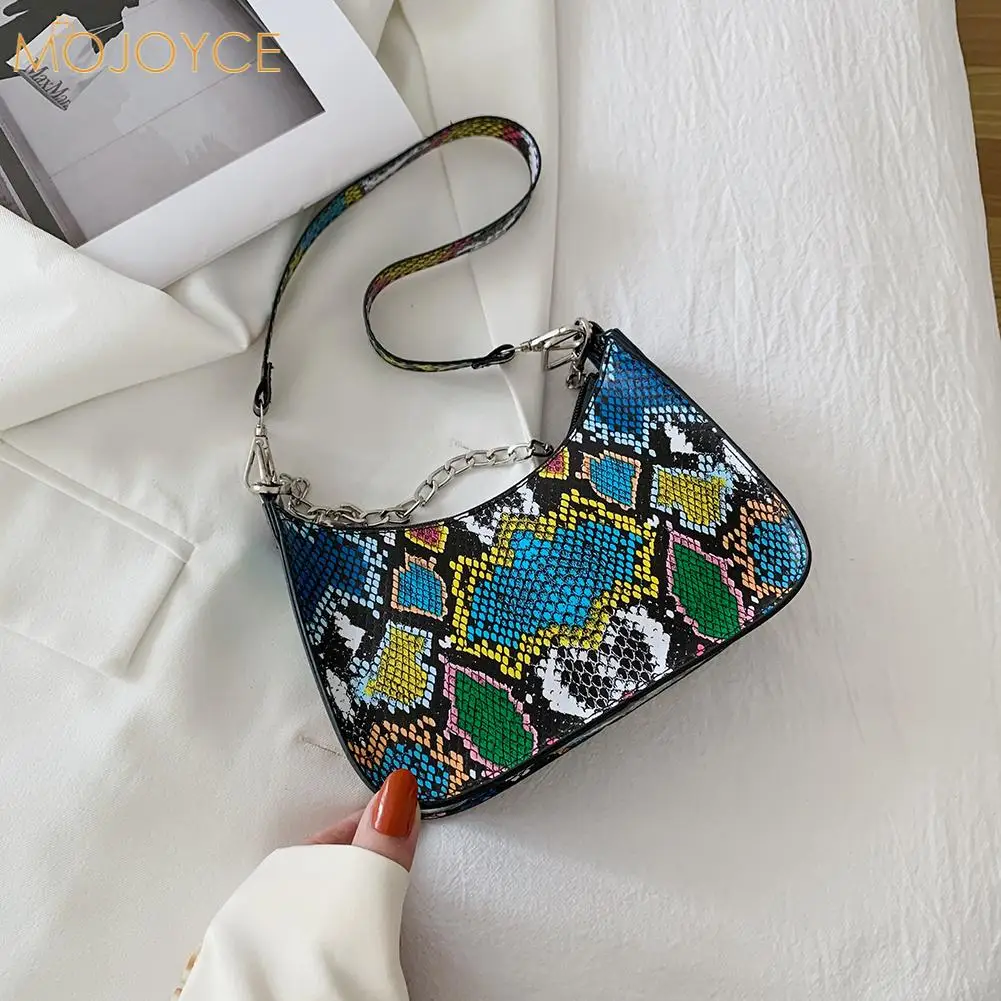 

Fashion Women PU Leather Animal Pattern Printing Shoulder Underarm Bag Casual Ladies Chain Small Hobos Handbags Purse