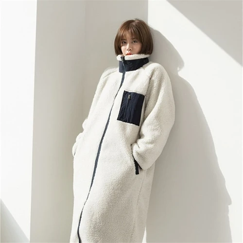 Осенне зимняя бархатная Ветровка из овечьей шерсти с воротником на молнии обеих