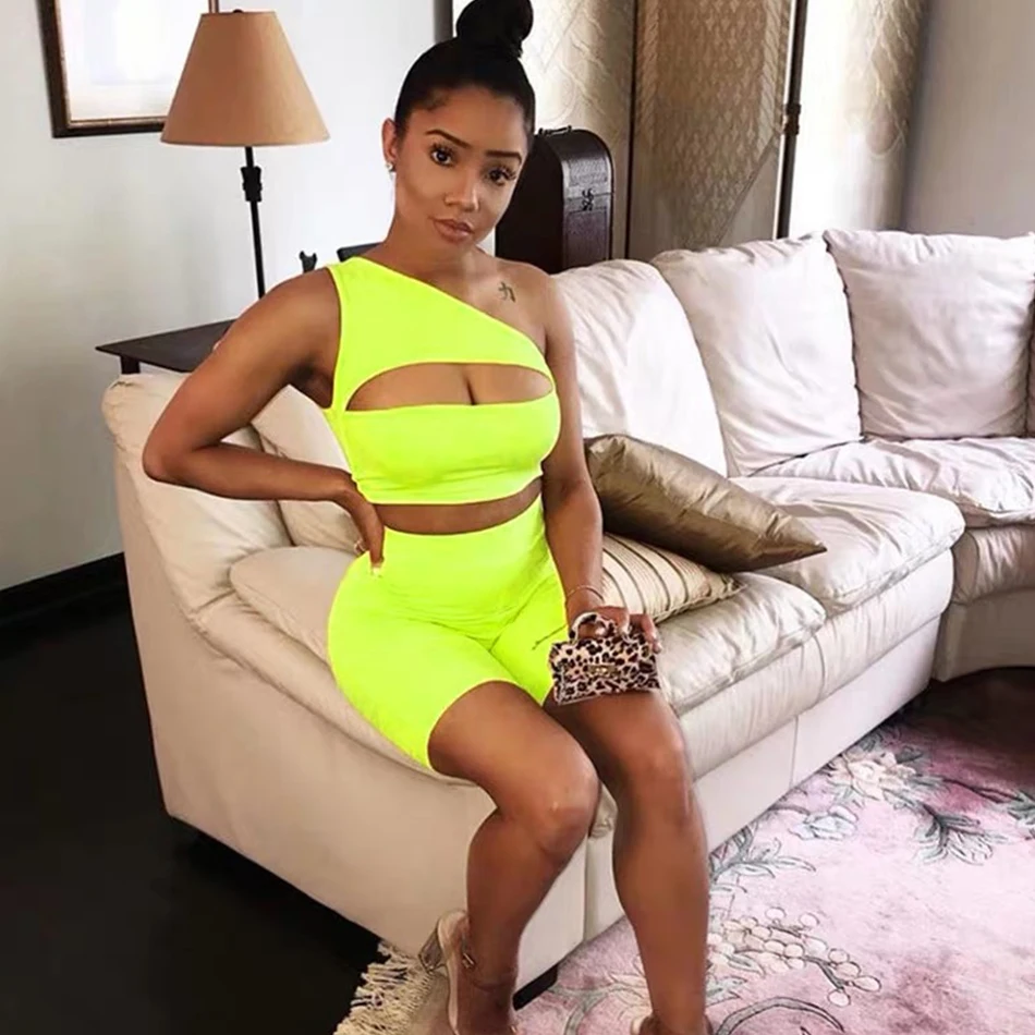 Adyce новый летний короткий топ на одно плечо и штаны Одноцветный бандажный