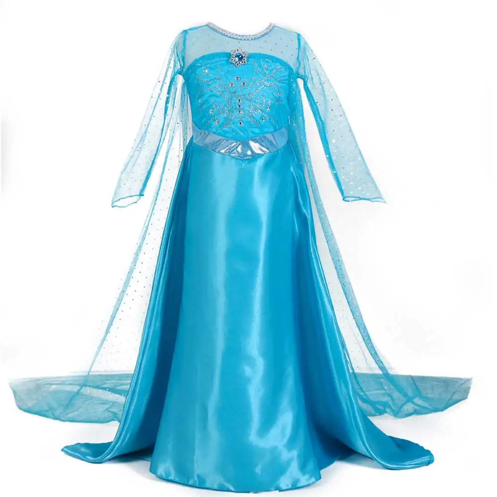 Blue Dress 4 Лидер продаж! Платье принцессы Эльзы для девочек; платье Снежной королевы Анны; диадема; палочка; парик; перчатки для Хэллоуина; Рождественская вечеринка; платье принцессы - Цвет: Blue Dress 4