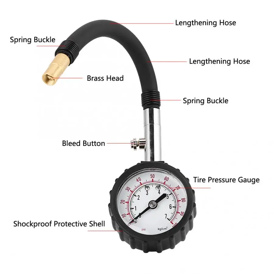 Manifold Digital Vacuum Gauge for Car Truck Motorcycle Bike 0 - 100 PSI Meter Compression Tester Monitoring System | Инструменты