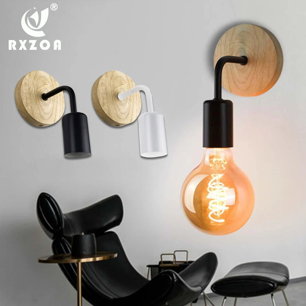 

Retro Wooden Wall Lamp E27 110V 220V Light Source Bedside Lamp Suitable for Industrial Decoration Bedroom Restaurant Lighting