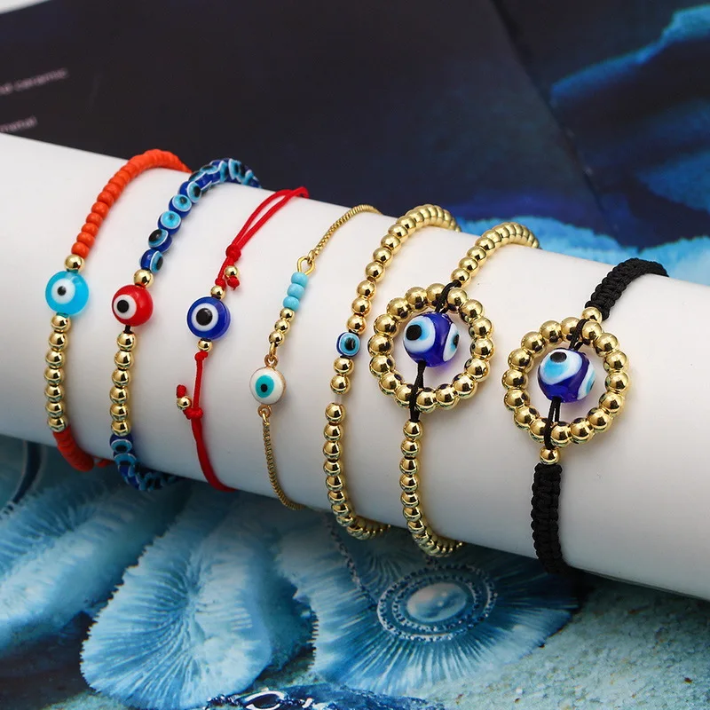 

Handmade Lucky Black String Bracelet Evil Eye Charm Bracelets Women Blue Eyes Beads Bring You Lucky Peaceful Adjustable Bracelet