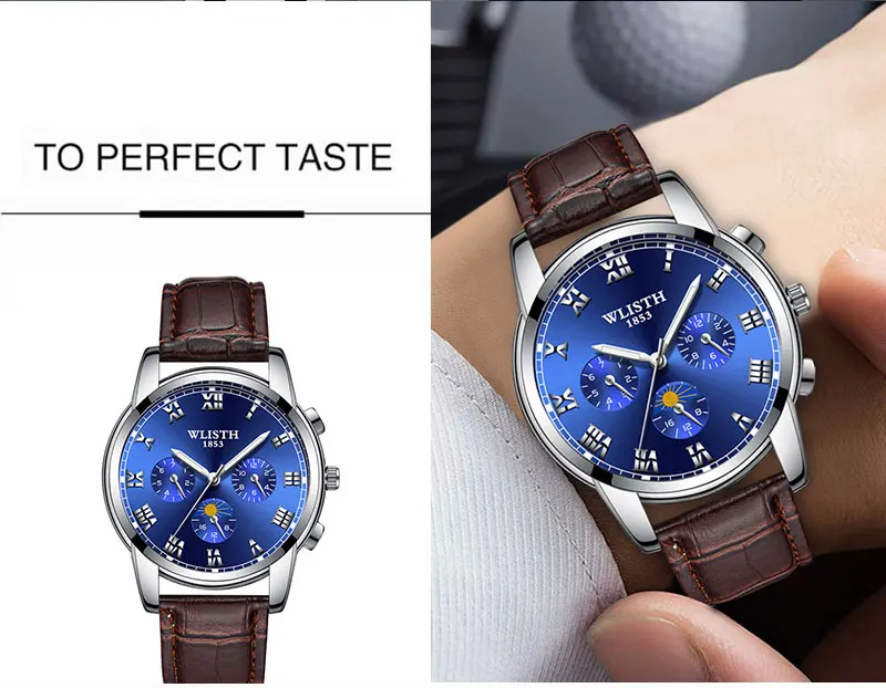 WLISTH relogio masculino мужские водонепроницаемые модные часы мужские кварцевые наручные часы люксовый бренд часы