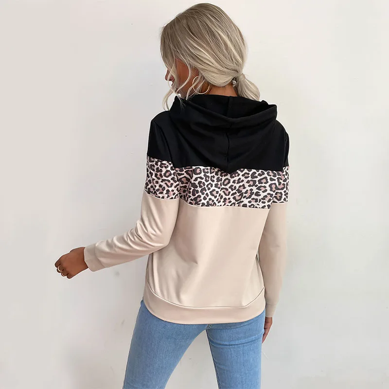 

Быстросохнущий свитер с капюшоном и леопардовым принтом, Повседневная Спортивная тонкая Толстовка для девочек