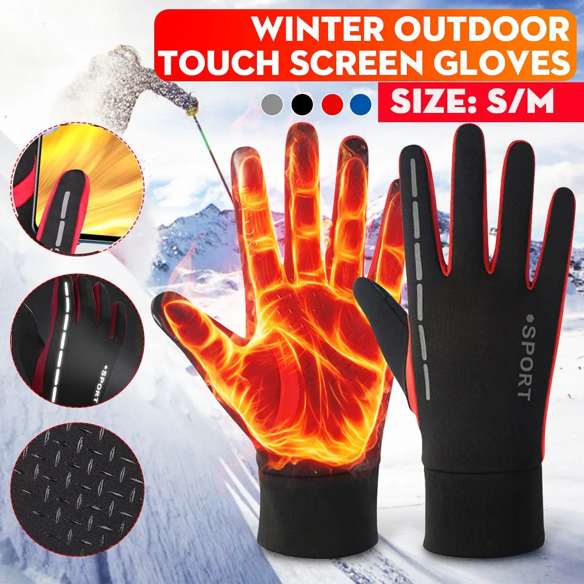 

Winter Windproof Waterproof Gloves Touch Screen Sports Gloves Ski Riding Bikes Warm Motorcycle Gloves Touch Screen Gloves