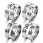 Модные парные кольца из титановой стали, 4 пары, романтический дизайн серебра в форме сердца, свадебный подарок на день Святого Валентина, 2020