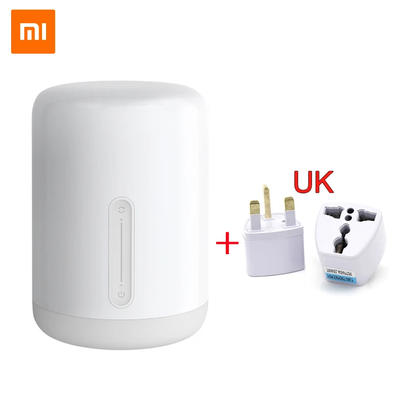 Xiaomi Mijia прикроватная лампа 2 светильник WiFi/Bluetooth светодиодный светильник умный Внутренний Ночной светильник работает с Apple HomeKit - Цвет: lamp2 add UK adpater