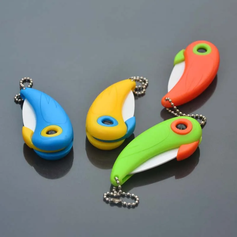 

Portable Mini Blade Ceramic Peel Knife Pocket Fold Knife Cut Slice Picnic Fruit Knife Bird Pattern Vegetable Kitchen Tool