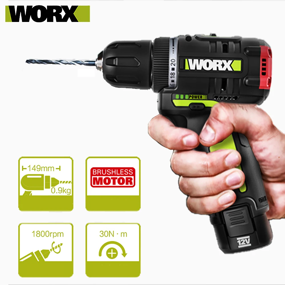 

Шуруповерт WORX WU130X, 30 нм, с литиевым аккумулятором 2,0 Ач и зарядным устройством