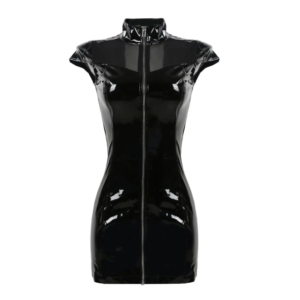 

Ladies Sexy Club PVC Wet Look Dress Nightclub Clubwear DS Mini Dress