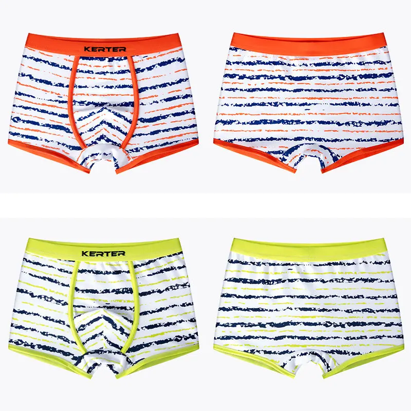 B&oacute;xer de algod&oacute;n para ni&ntilde;os y adolescentes, ropa interior a rayas, pantalones cortos transpirables, 16T, 4 unids/paquete-1