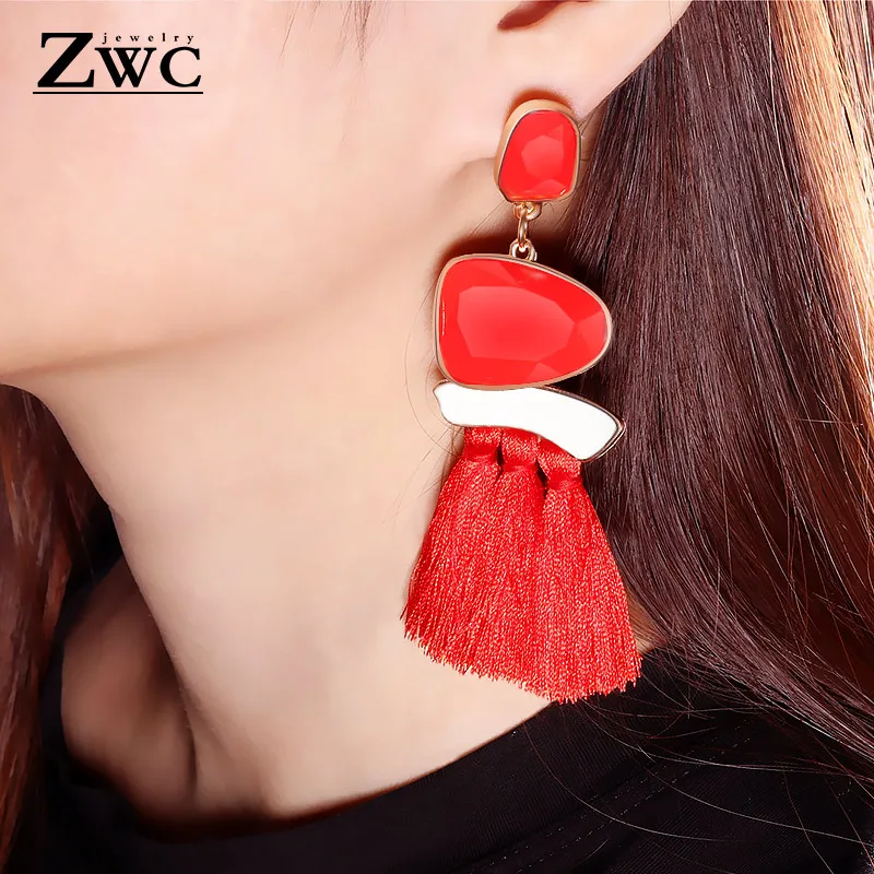 

ZWC Charm Fashion Vintage Exaggerated Tassel Earrings for Women Wedding Geometric Bohemian Long Drop Earrings Jewelry Wholesale