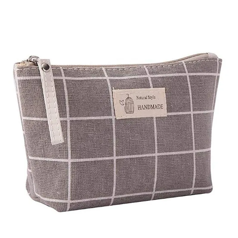 Вместительная косметичка из хлопка и льна многофункциональная дорожная сумка
