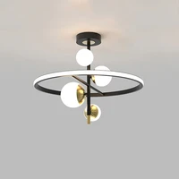 nordic modern led ring glass chandelier designer home lustre black ceiling lamp for dining room bedroom kitchen light fixture