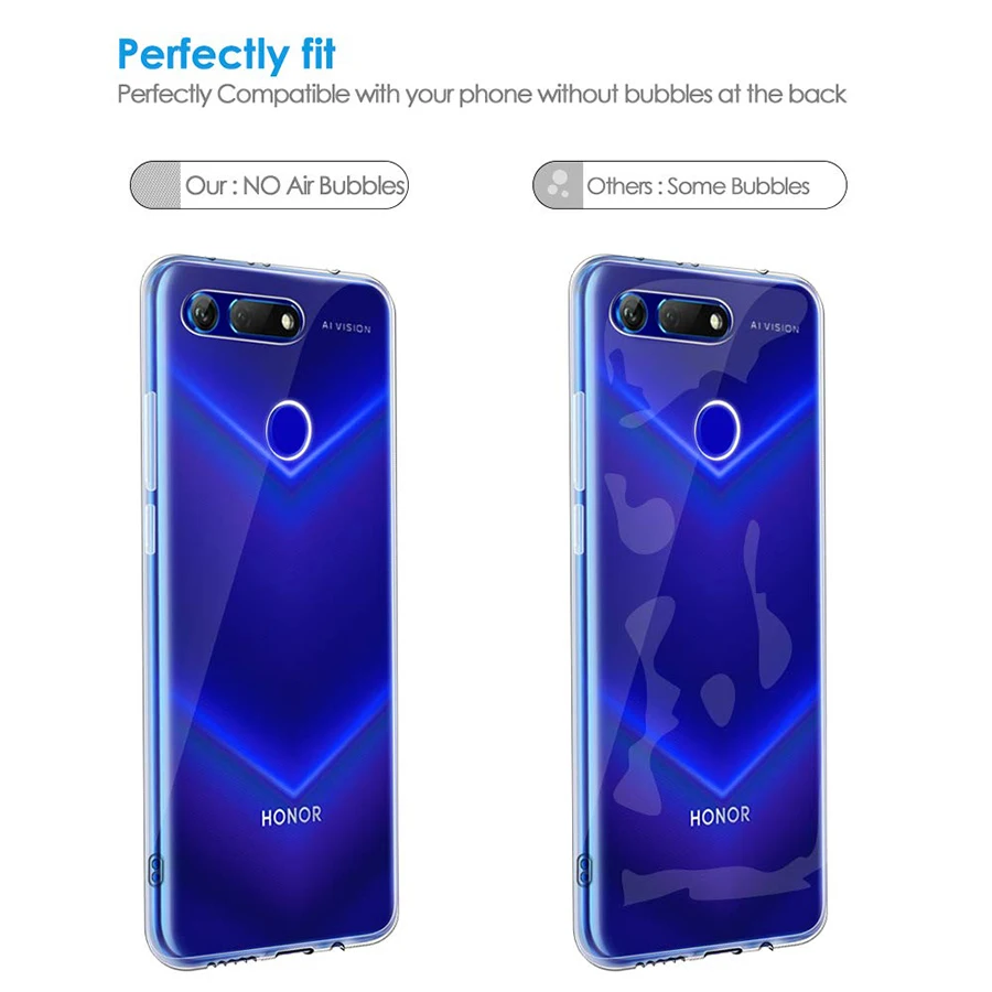 Мягкий ТПУ силиконовый чехол для телефона Huawei Honor View 20 V20 Прозрачный задней панели