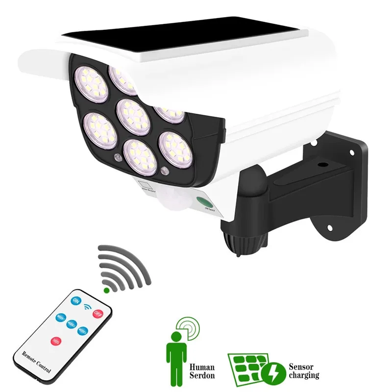 

2 in 1 Solar Wall Light Outdoor Garden Floor Light Motion Sensor Security Dummy Camera Wireless Remote IP65 Waterproof