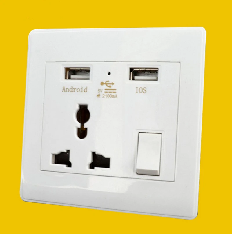 Allpad 110 250 В 2 порта 5 в 1 а настенная USB розетка зарядное устройство 86 двойной
